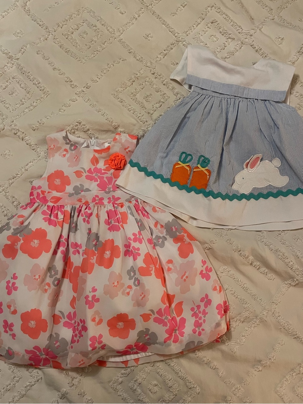 Girls Bright Coral Rainbow Tulle Dress - Unbranded